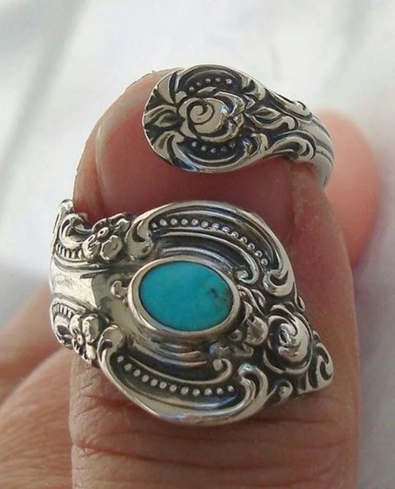 Turquoise Statement Rings – Bold Adjustable Boho Designs in Zinc Alloy