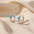Dainty Three-Petal Ceramic Flower Hoop Earrings