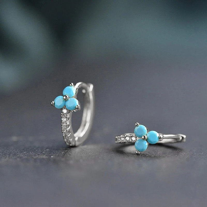 Dainty Three-Petal Ceramic Flower Hoop Earrings