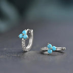 Dainty Three-Petal Ceramic Flower Hoop Earrings