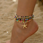 Bohemia Multilayer Rice Bead Starfish Summer Anklet - Choose Yours