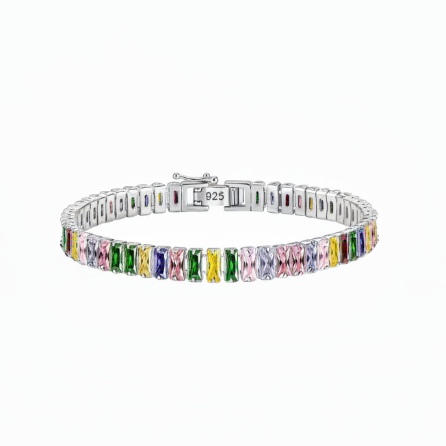 Selection of 925 Sterling Silver Tennis Bracelets with Multi-colored Zircons