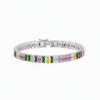 Selection of 925 Sterling Silver Tennis Bracelets with Multi-colored Zircons