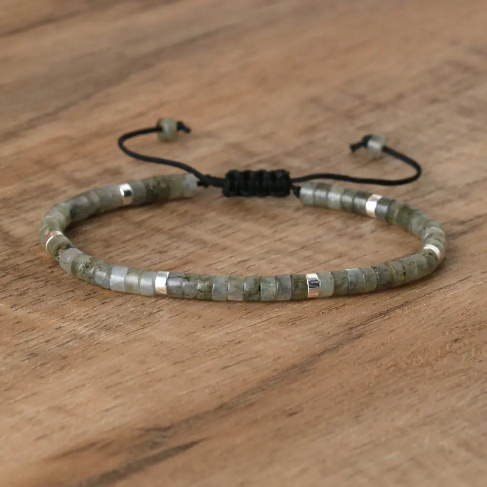 Adjustable Rope Bracelet with Natural Stone Beads - Large Selection