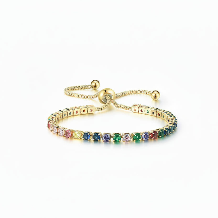 Selection of 925 Sterling Silver Tennis Bracelets with Multi-colored Zircons