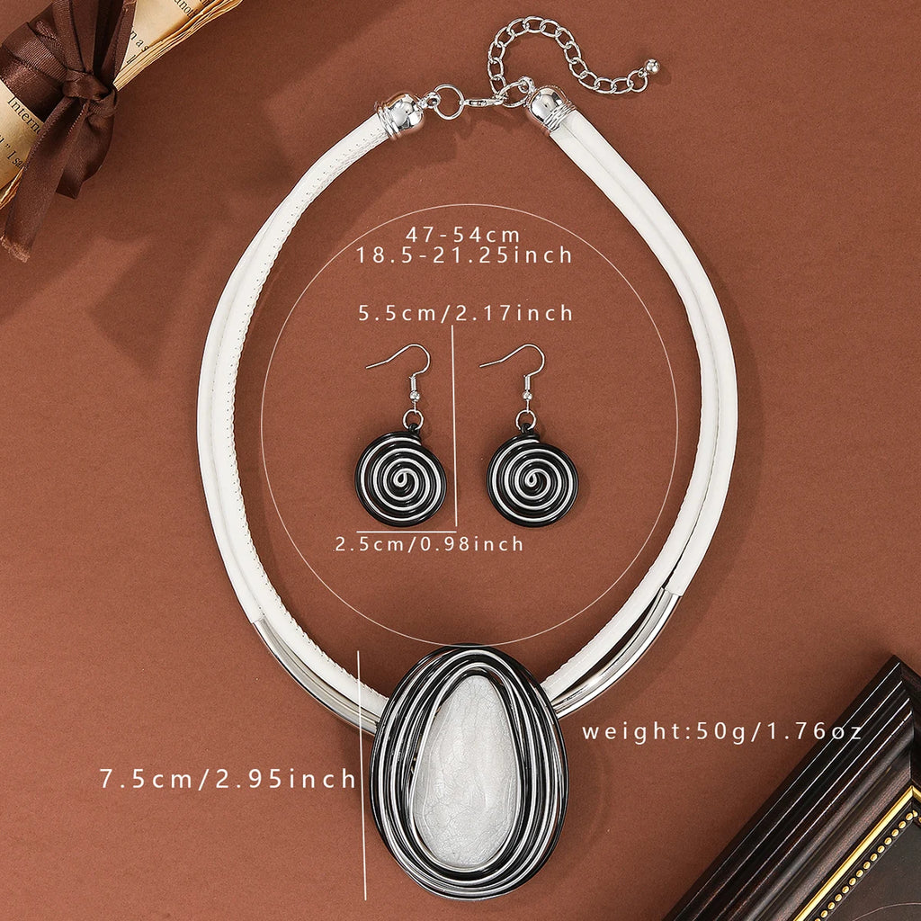 Colorful Oval Crystal Statement Necklace & Earrings Set