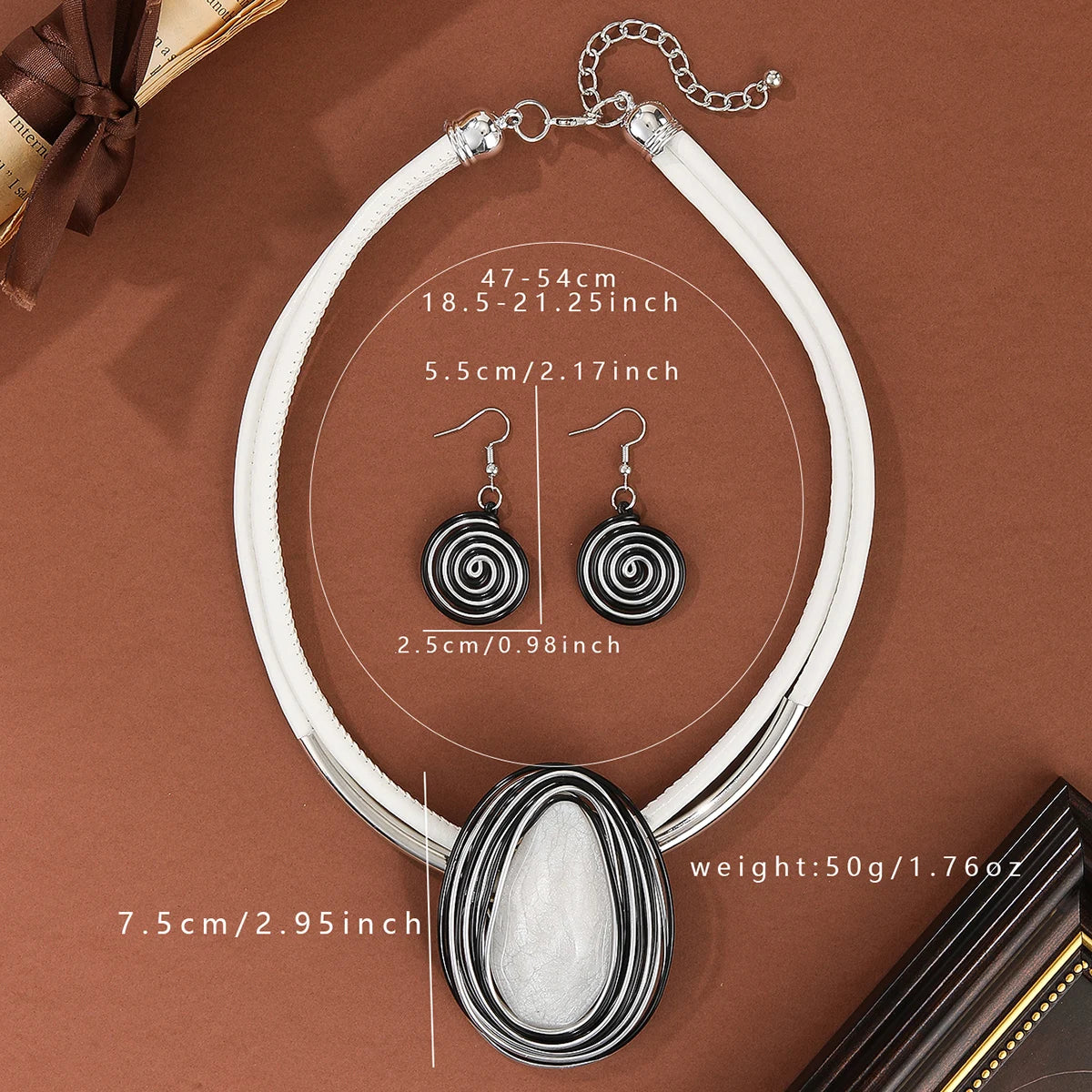 Colorful Oval Crystal Statement Necklace & Earrings Set
