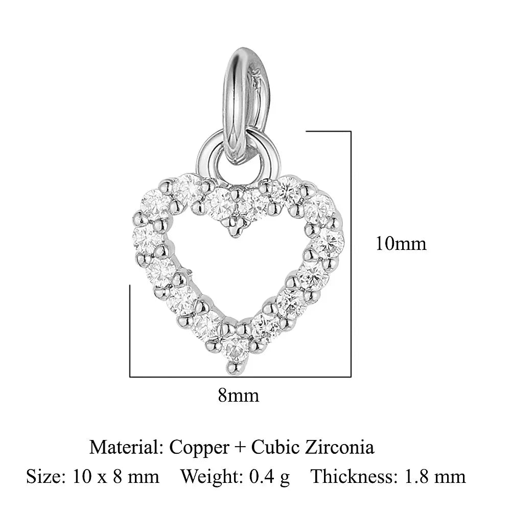 5-Piece Cubic Zirconia Copper Charms for Jewelry Making