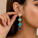 Elegant Gold-Plated Oil-Drip Stud Earrings in Alloy