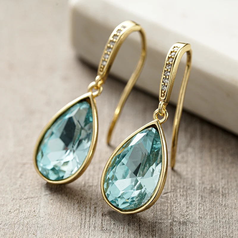 Ocean Blue Cubic Zirconia Cooper Drop Earrings