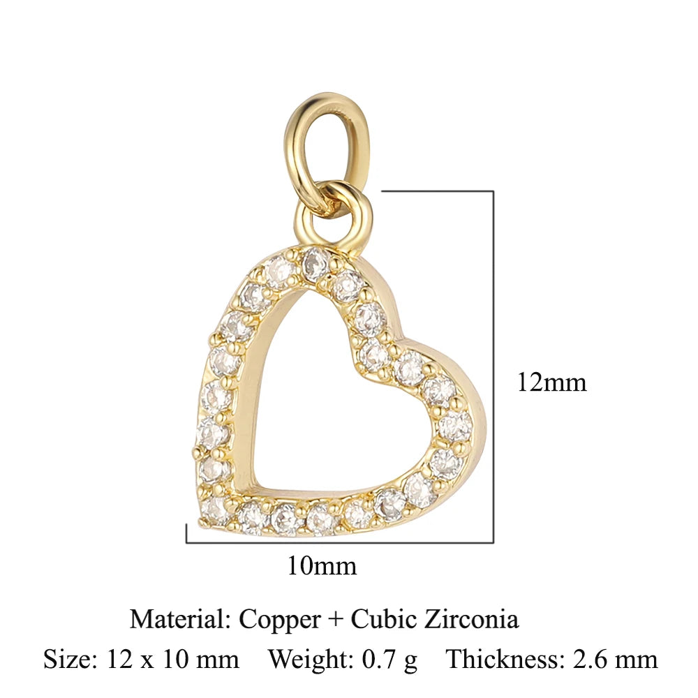 5-Piece Cubic Zirconia Copper Charms for Jewelry Making
