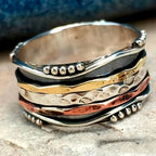 Multicolor Vintage Boho Ring – Unisex Textured Statement Band