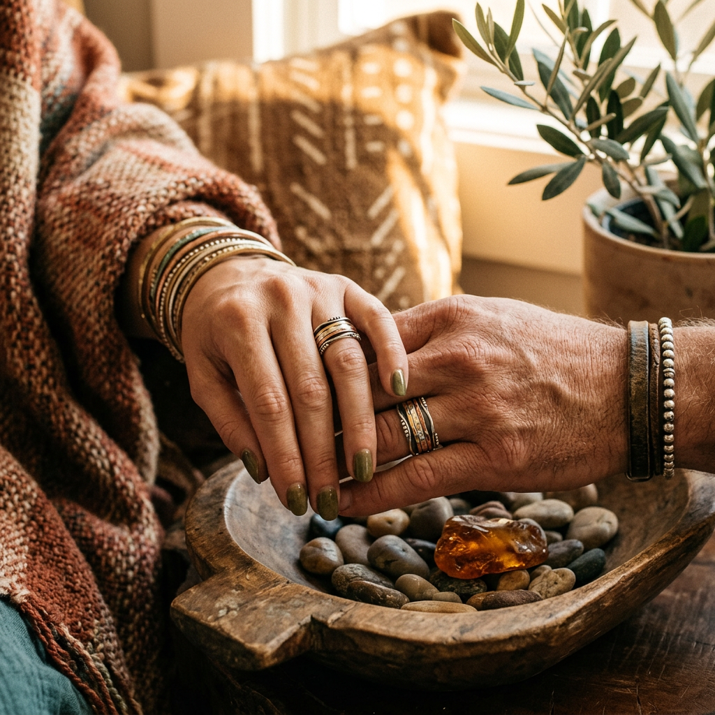 Multicolor Vintage Boho Ring – Unisex Textured Statement Band