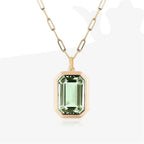 Paper Clip Chain Necklace with Square Rock Zircon Pendant