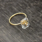 Chalcedony Crystal Rectangular Adjustable Ring in Gold Plated Copper