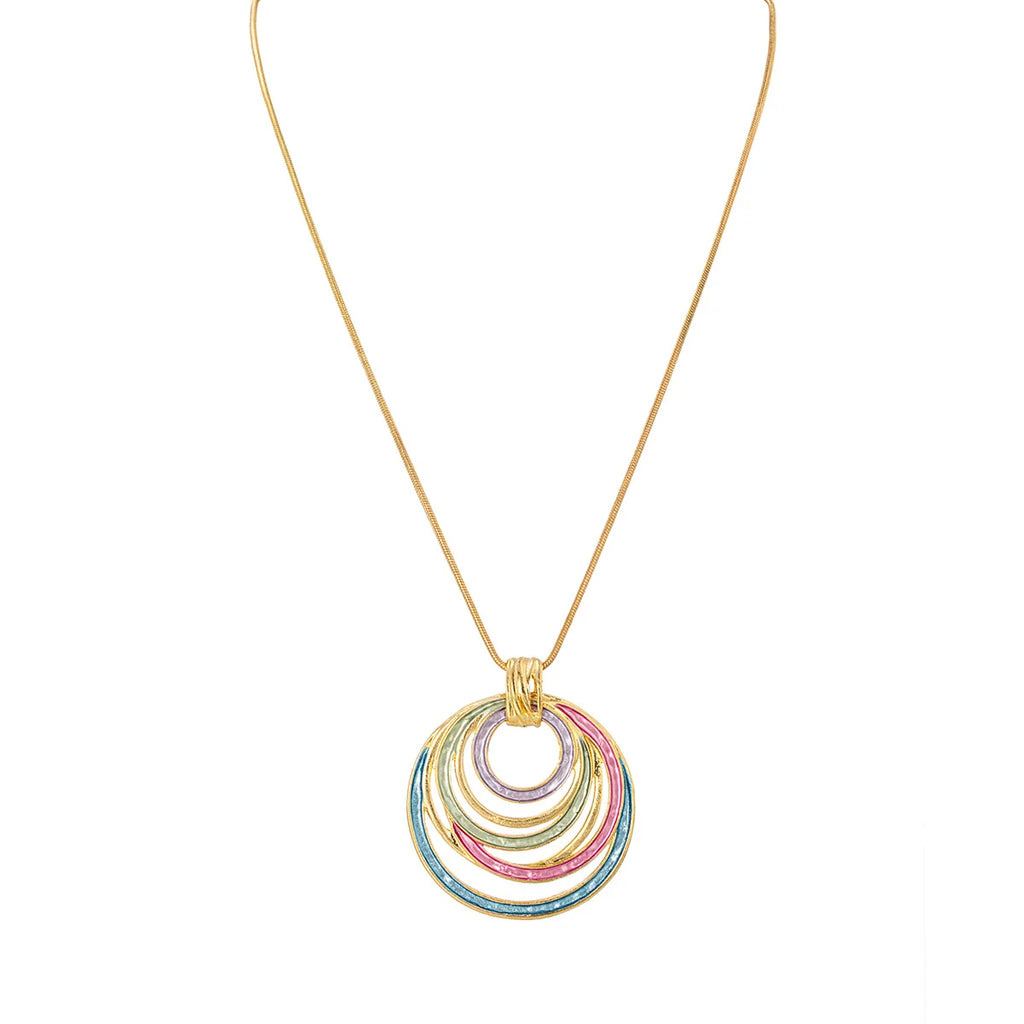 Boho Circle Pendant Necklace in Multi-Color Zinc Alloy