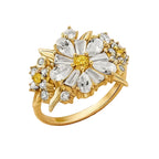 Gold-plated Daisy Cocktail Ring in Sterling Silver with Zircons