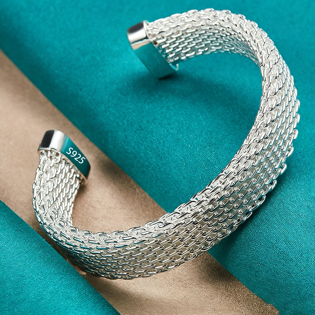 925 Sterling Silver Adjustable Cuff & Link Chain Bracelets Collection