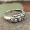 Vintage-Inspired 925 Sterling Silver Geometric CZ Band Ring