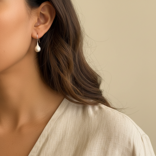 925 Matte Sterling Silver Drop Earrings