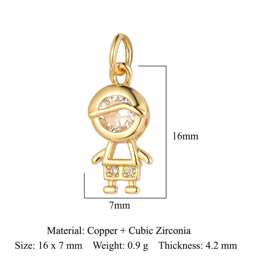 5-Piece Cubic Zirconia Copper Charms for Jewelry Making