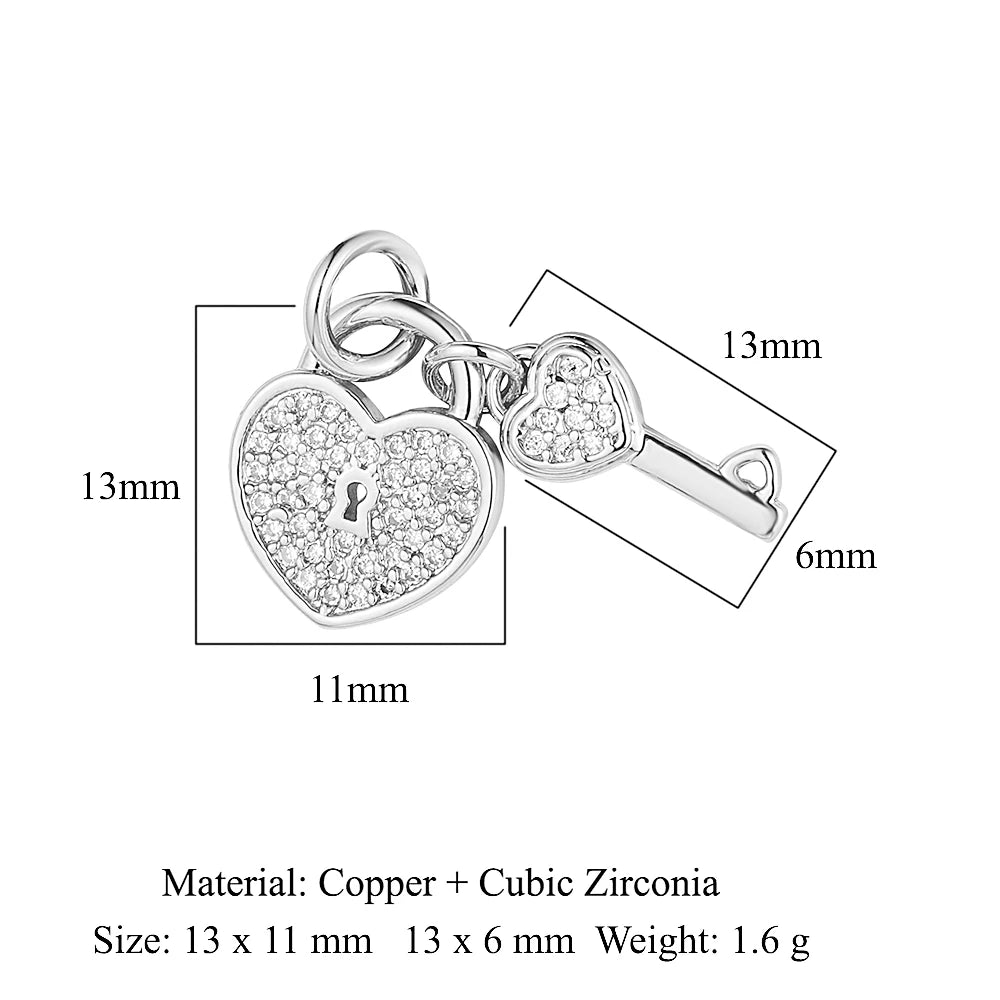 5-Piece Cubic Zirconia Copper Charms for Jewelry Making