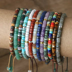 Adjustable Rope Bracelet with Natural Stone Beads - Large Selection