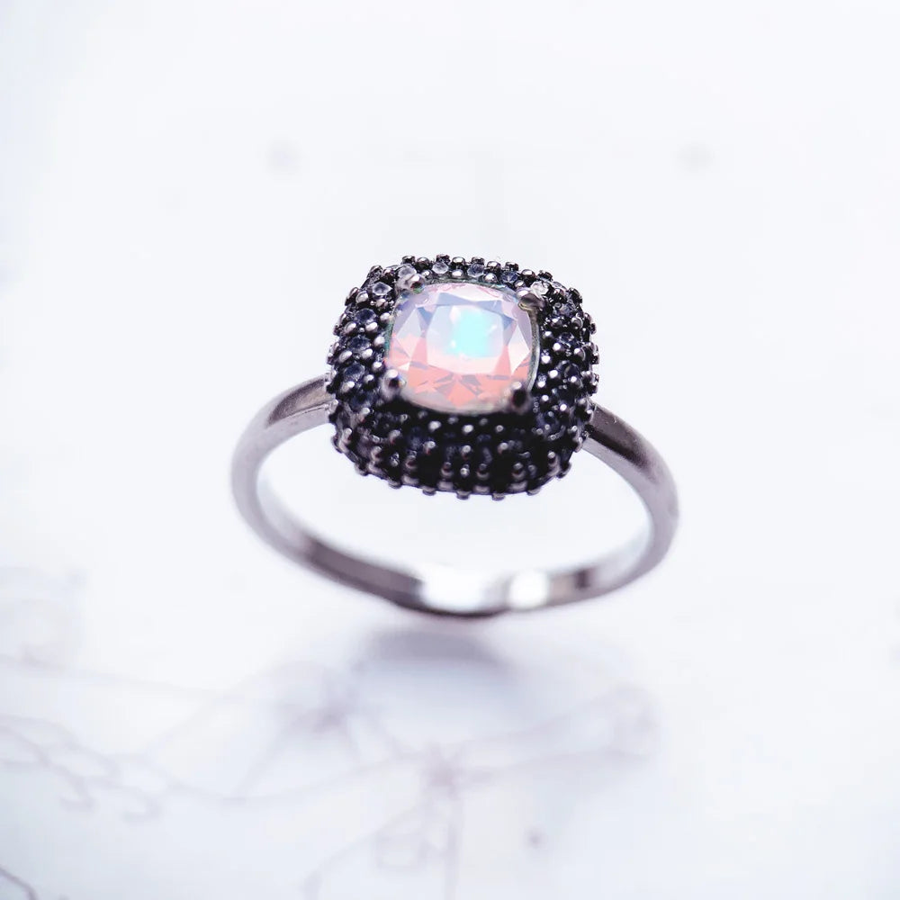 Vintage Inspired Cocktail Ring in 925 Sterling Silver with Zircon Stones
