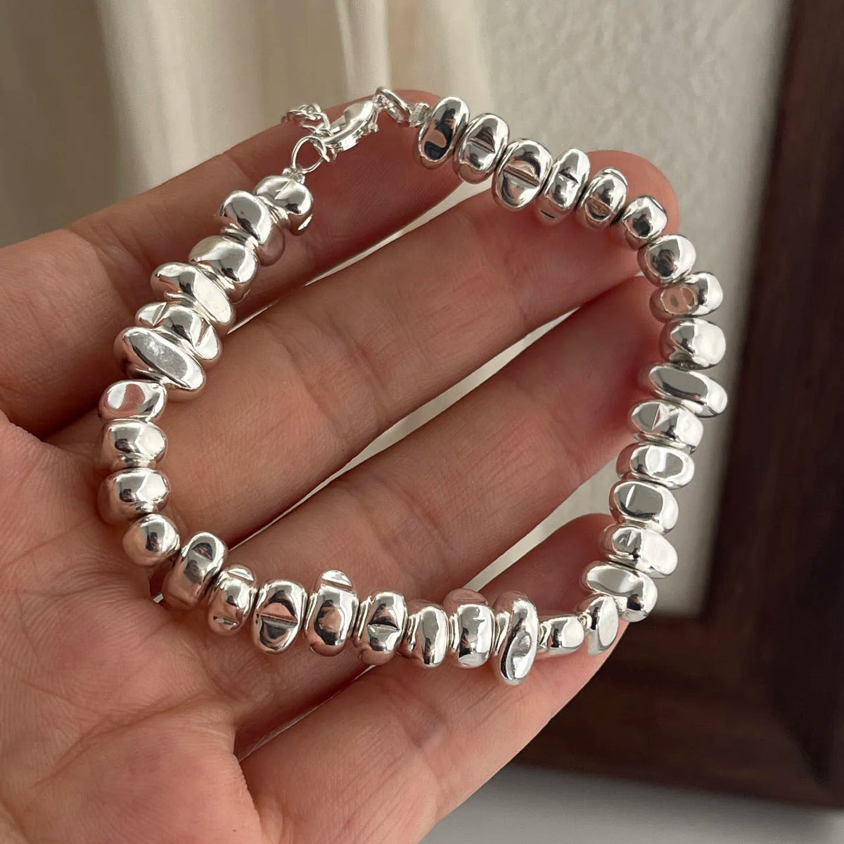 925 Sterling Silver Uneven Bead Bracelet