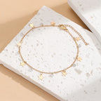 Gold Tone Stainless Steel Zircon Star Anklet - Refined, Elegant