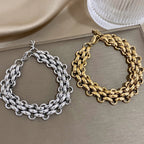 Gold-Plated Stainless-Steel Bracelet - Chunky Thick Cuban Chain Statement