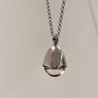 Large Clear Water Resin Drop Copper Pendant - Bold, Statement
