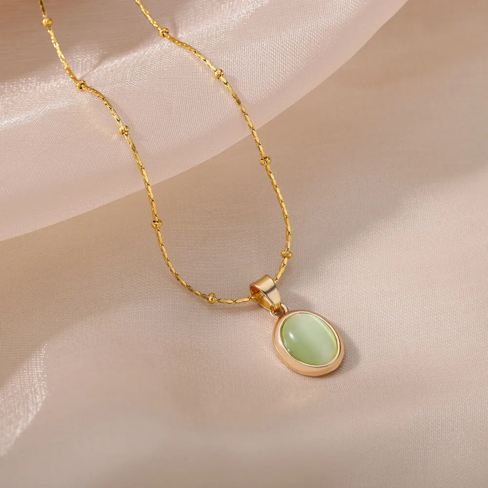 Good Fortune Green & White Jade Pendant Necklace