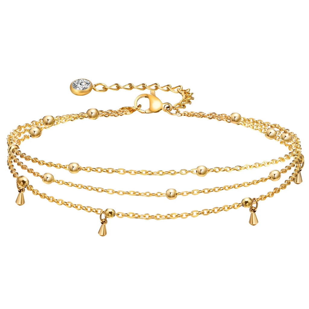 Gold-Plated Stainless-Steel Lucky Blue Evil Eye Anklet - Various Styles!!