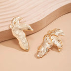 Bold Geometric Half-Flower Alloy Stud Earrings