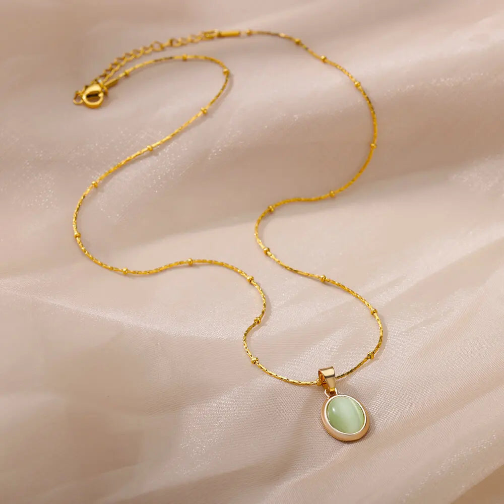 Good Fortune Green & White Jade Pendant Necklace