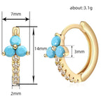 Dainty Three-Petal Ceramic Flower Hoop Earrings