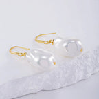 Large Luxury Faux Pearl Earrings & Necklace 14k Gold Plated