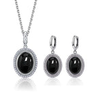 925 Sterling Silver Natural Moonstone Pendant & Earrings Set - Choose Your Stone