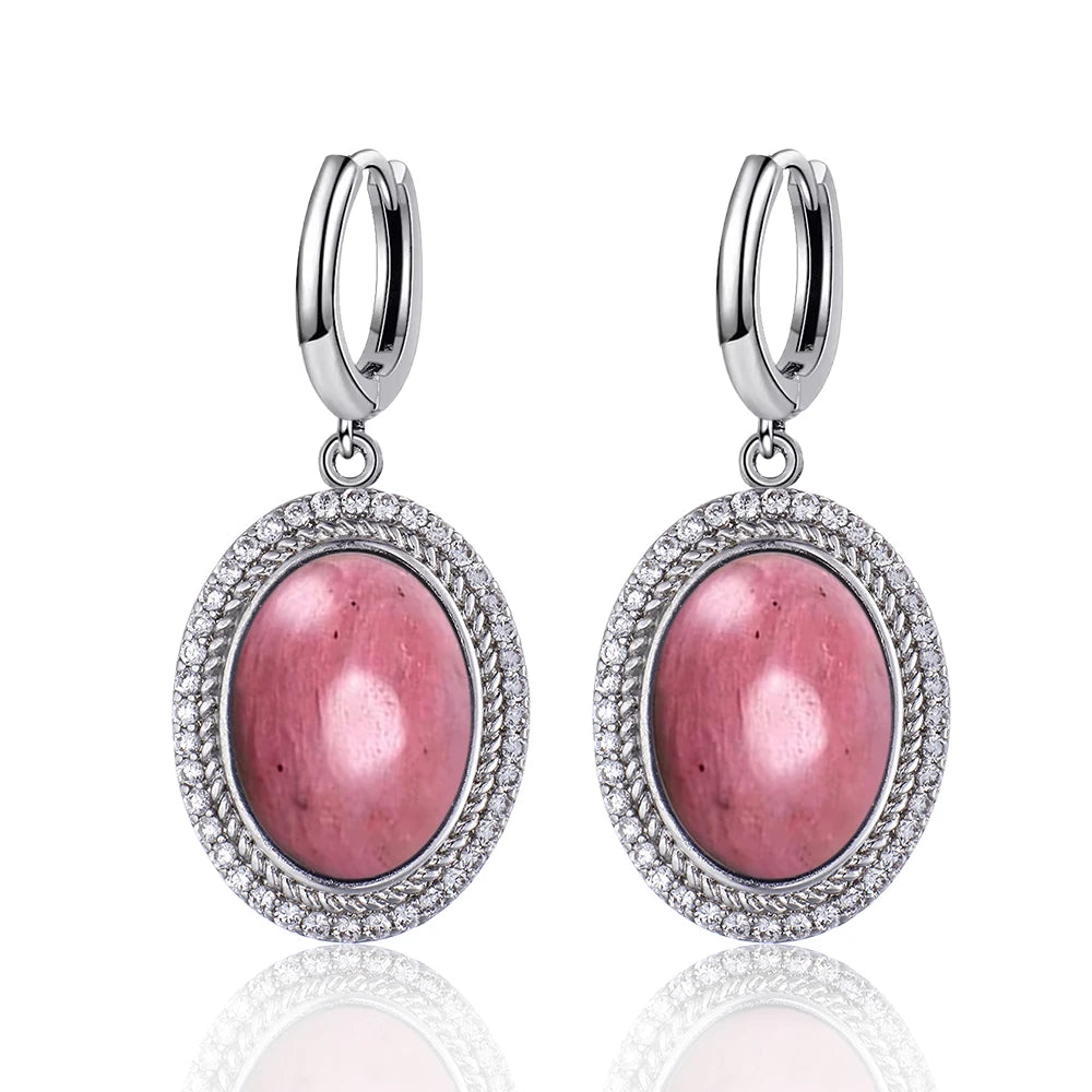 925 Sterling Silver Natural Moonstone Pendant & Earrings Set - Choose Your Stone