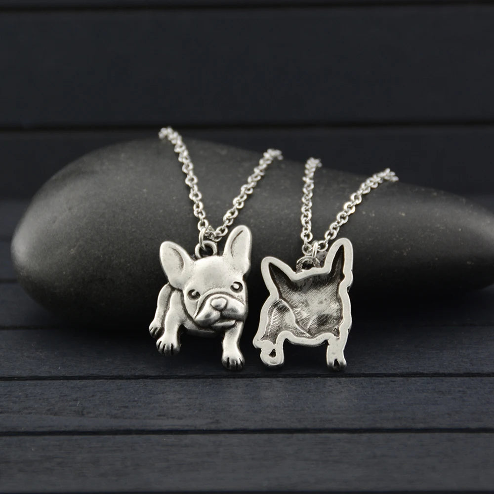 Stainless Steel French Bulldog Dog Pendant Necklace