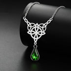 Celtic Knot Stainless Steel Drop Stone Pendant Necklace