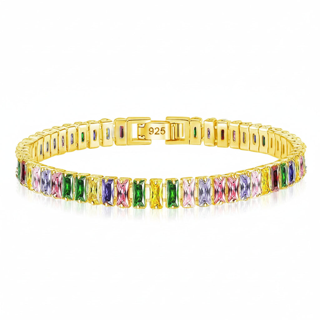 Selection of 925 Sterling Silver Tennis Bracelets with Multi-colored Zircons