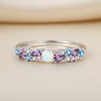 Ice Blue Purple Pink Zircon Stones Ring in 925 Sterling Silver