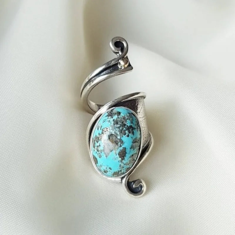 Turquoise Statement Rings – Bold Adjustable Boho Designs in Zinc Alloy