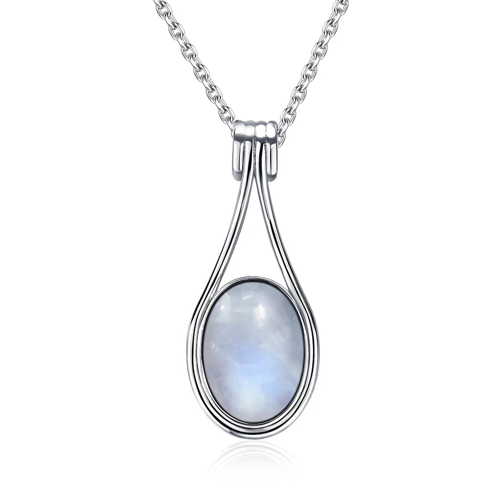 Platinum Plated Sterling Silver Pendant with Natural Labradorite