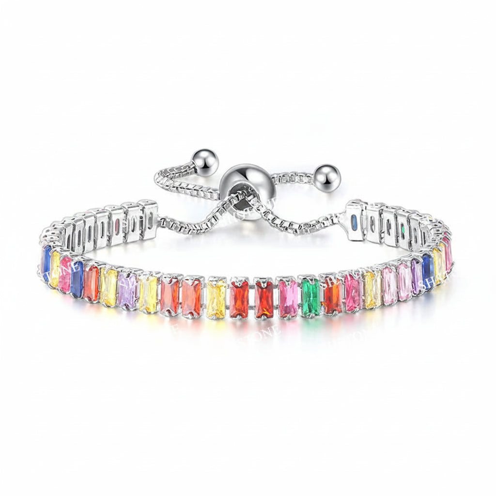 Selection of 925 Sterling Silver Tennis Bracelets with Multi-colored Zircons
