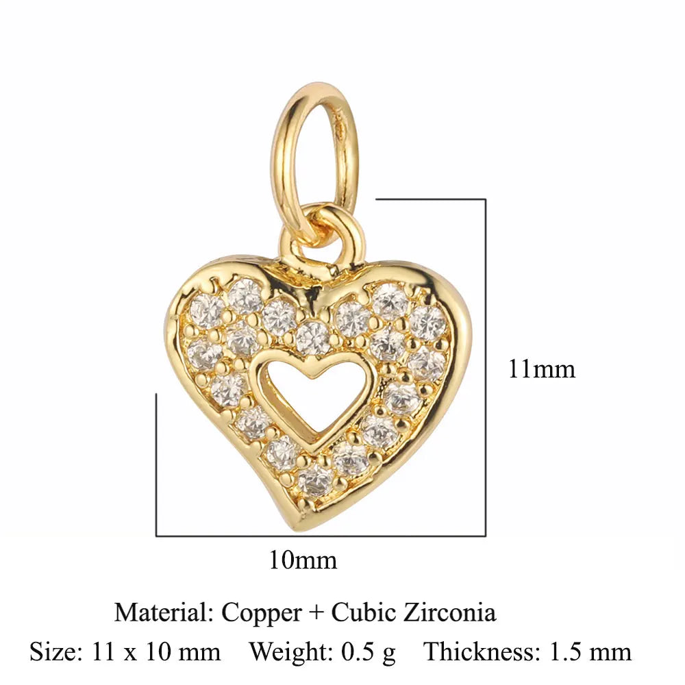 5-Piece Cubic Zirconia Copper Charms for Jewelry Making