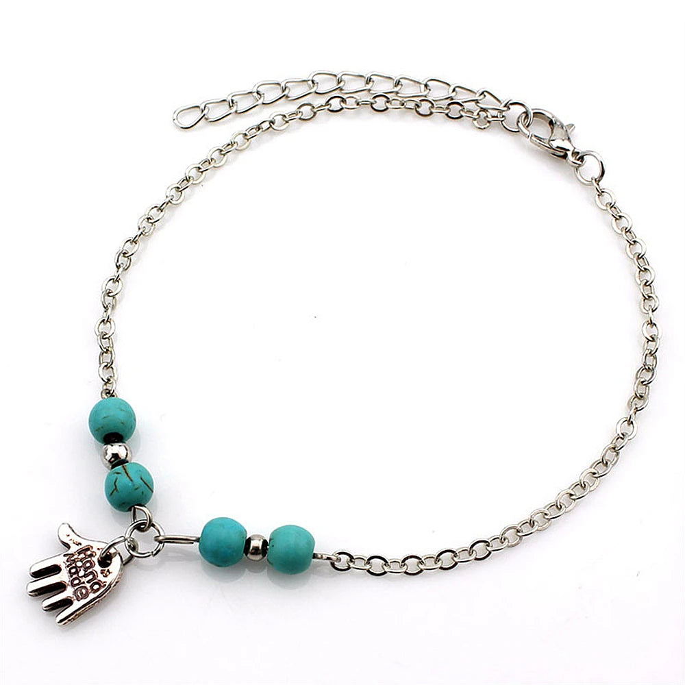 Boho Turquoise Resin Bead Summer Anklet in Zinc Alloy - Choose Your Design