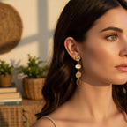 Elegant Gold-Plated Oil-Drip Stud Earrings in Alloy